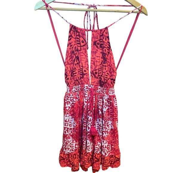 Free People Alluring Halter Mini Dress Keyhole Halter Neckline Red, Orange Small - Picture 7 of 15